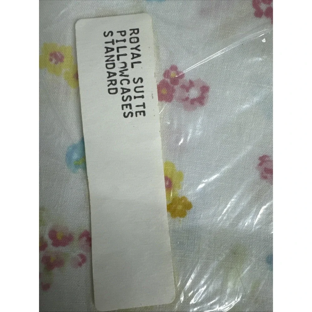 Vintage Royale Standard Pillow Cases Floral Dark Yellow Blue Pink Made‎ In USA